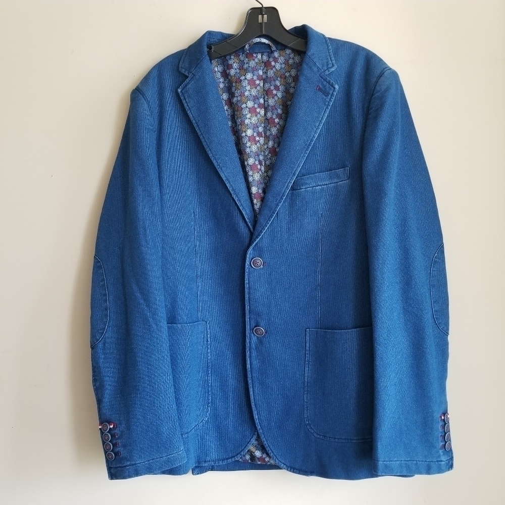 Soul of London Denim Cotton Blend Satin Lined Blazer In GUC Size 42 - Picture 2 of 12